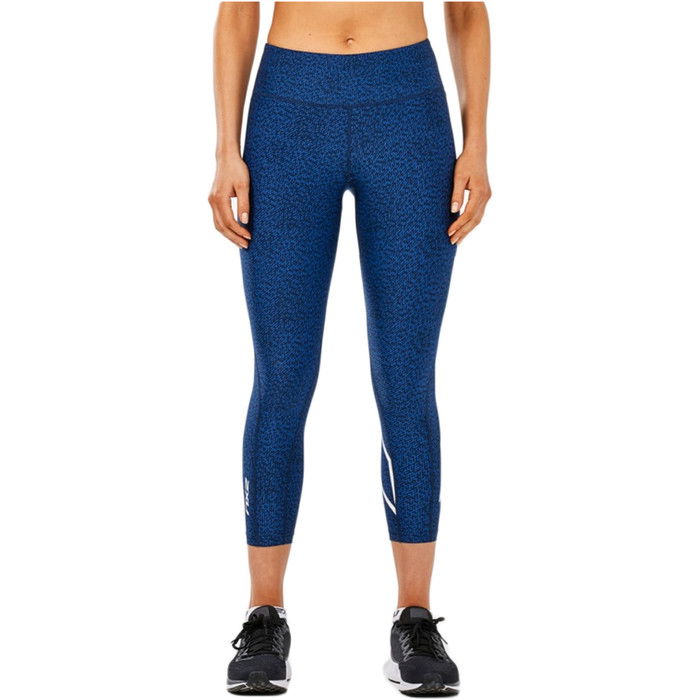 2XU Womens Mid Rise Print 7 8 Compression Tights LAPIS BLUE WA4629b